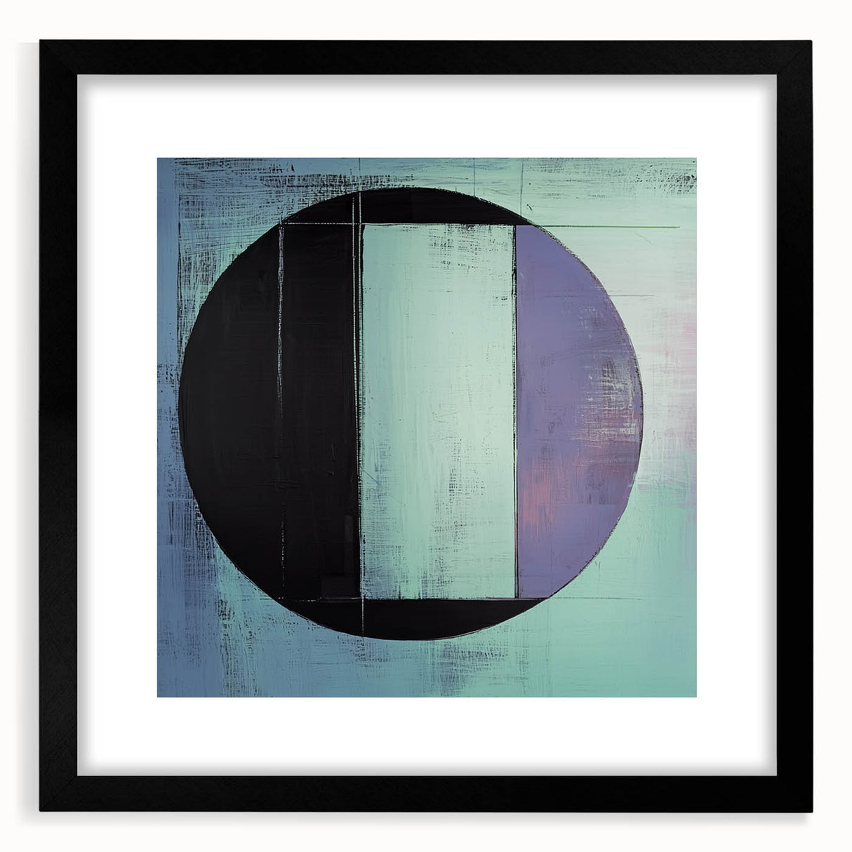 Abstract geometric frame in matte black, displaying a modern design with sharp angles and clean lines, perfect for contemporary decor. Ideal for showcasing artwork or photographs.