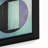 Close-up of an abstract geometric framed canvas showcasing vibrant colors and intricate patterns, ideal for modern home decor and artistic display.