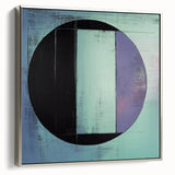 Framed abstract geometric canvas art with silver accents, showcasing a modern design that adds elegance to contemporary interiors, viewed from the side.