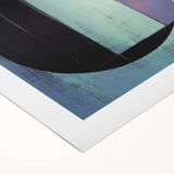 Abstract geometric design on rolled canvas showcasing vibrant colors and intricate shapes, ideal for modern home decor. Perfectly packaged in a protective cardboard tube.