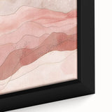 Close-up of a framed canvas print showcasing abstract landscape wall art, featuring vibrant colors and intricate textures, ideal for modern home decor.