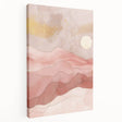 Abstract landscape wall art on stretched canvas, showcasing vibrant hues of blue and green, perfect for modern home decor. Side view highlights its depth and texture.