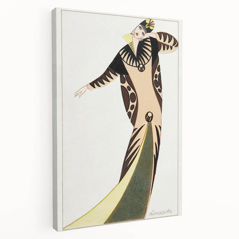 Stylish Art Deco Fashion Wall Art – Bold 1920s Illustration in Earth Tones