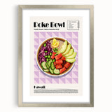 Textured art print featuring abstract food dishes in earth tones, displayed in a silver frame with mat.