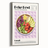 Landscape art painting of assorted colorful dishes on a black background, framed canvas, suitable for dining room decor.