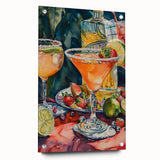 Large abstract wall art featuring vibrant colors on acrylic glass, ideal for dining room decor.