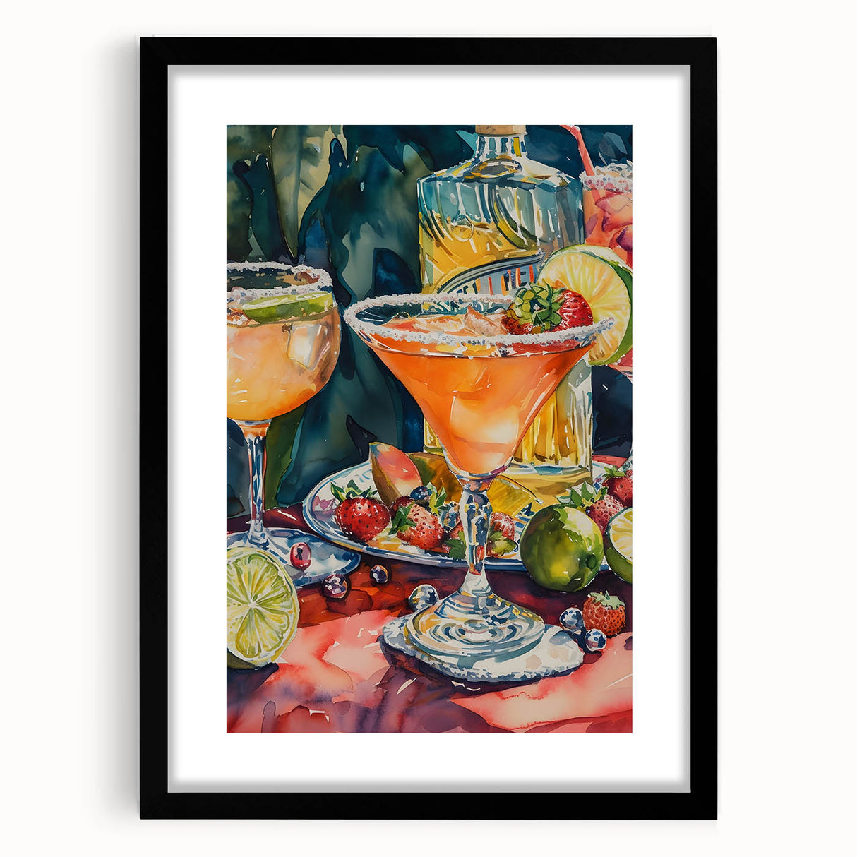 Extra large abstract art print featuring textured, colorful swirls on a black framed canvas, ideal for living room decor.