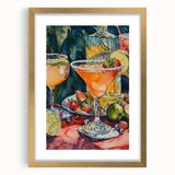 Extra large abstract art print featuring textured swirls in gold and white, framed with a gold mat.