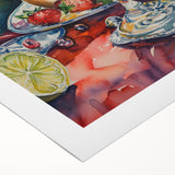 Art deco poster featuring a stylized cocktail glass, in bold black and gold tones on rolled canvas.