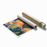 Extra large rolled print of floral art in soft pastel shades, suitable for classy bathroom or large living room decor.