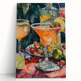 Large black and white stretched canvas depicting various food and drink items, ideal for kitchen wall art.