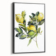 Black and white framed canvas featuring a vintage poster art style landscape of various fruits, ideal for bedroom decor.