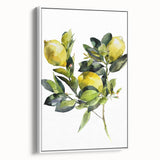 Vintage poster art of colorful fruits on extra large framed canvas, ideal for living room decor.