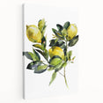 Side view of a large stretched canvas depicting vibrant, colorful fruits, ideal for kitchen wall art.
