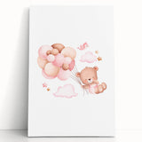 Children’s Wall Decor - Floating Teddy Bear Kids Room Art