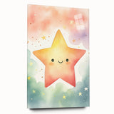 Nursery Wall Art – Smiling Star Stretched Canvas for Kids
