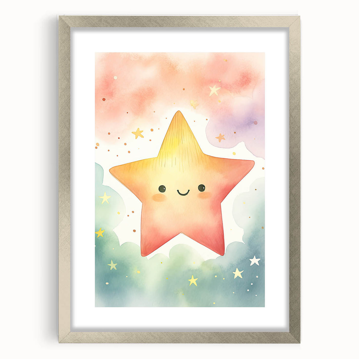 Nursery Wall Art – Smiling Star Stretched Canvas for Kids