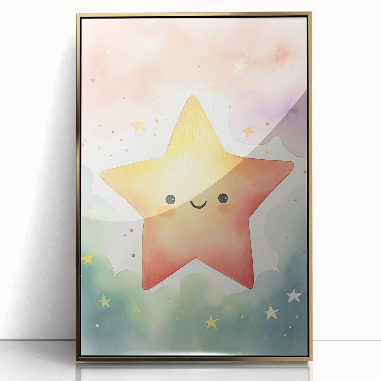 Nursery Wall Art – Smiling Star Stretched Canvas for Kids