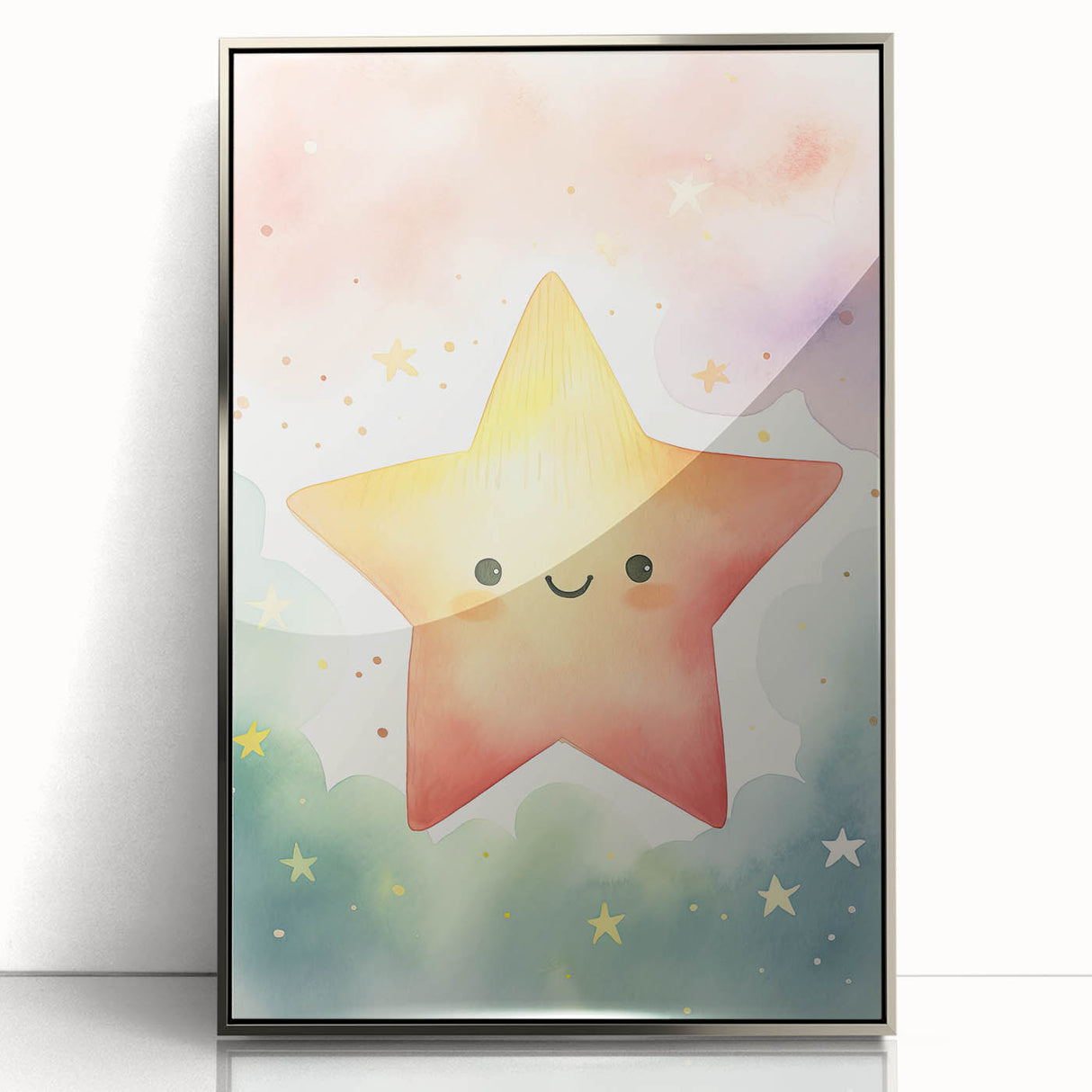 Nursery Wall Art – Smiling Star Stretched Canvas for Kids