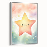Nursery Wall Art – Smiling Star Stretched Canvas for Kids