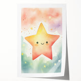 Nursery Wall Art – Smiling Star Stretched Canvas for Kids