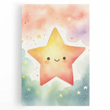 Nursery Wall Art – Smiling Star Stretched Canvas for Kids