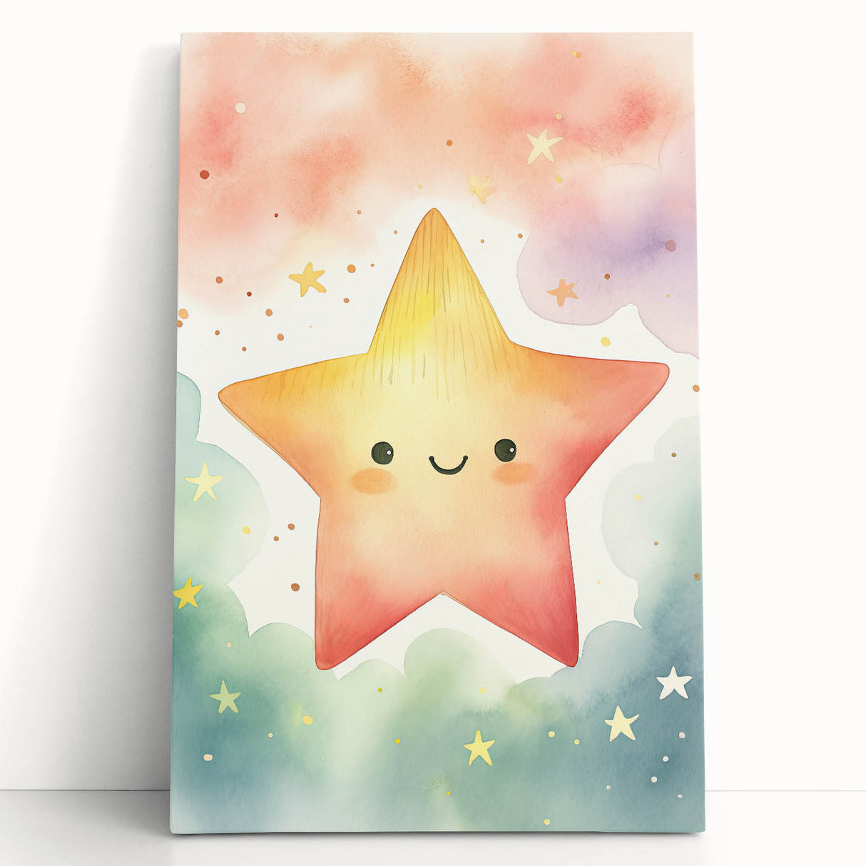 Nursery Wall Art – Smiling Star Stretched Canvas for Kids
