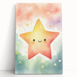 Nursery Wall Art – Smiling Star Stretched Canvas for Kids