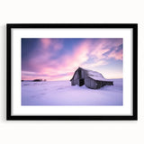 Black-framed landscape barn design print showcasing a rustic scene, perfect for home decor, emphasizing nature's beauty with a modern touch.