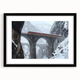 Black landscape bridge frame with a mat, showcasing a sleek front view, perfect for enhancing art displays or framing photographs in modern decor. Ideal for home or office settings.