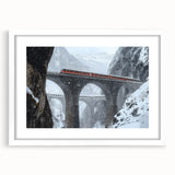 Landscape bridge frame with white matting, showcasing a minimalist design ideal for modern decor; perfect for displaying photographs or artwork.