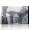 Framed acrylic artwork of a modern landscape bridge in black, showcasing intricate details and vibrant colors, perfect for contemporary home decor. Ideal for art enthusiasts seeking unique wall accents.