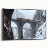 Framed canvas artwork depicting a serene landscape bridge in black tones, showcasing intricate details and textures, ideal for enhancing modern home décor.