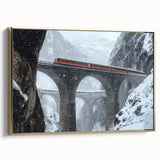 Framed canvas artwork depicting a landscape bridge scene with gold accents, showcasing intricate details and textures, perfect for enhancing home decor.