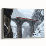 Framed canvas artwork depicting a stunning landscape bridge in silver tones, showcasing intricate details and a modern aesthetic. Perfect for enhancing home decor.
