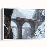 Framed canvas artwork depicting a serene landscape bridge scene, showcasing vibrant colors and intricate details, ideal for enhancing home decor with an artistic touch.