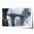 Landscape bridge illustration on rolled canvas print, showcasing vibrant colors and intricate details, securely packaged in a durable cardboard tube for easy transport. Perfect for home decor enthusiasts seeking unique art pieces.