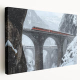 Stretched canvas artwork depicting a scenic landscape bridge in vibrant colors, showcasing intricate details and textures, ideal for home decor enhancement.