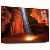 Acrylic glass artwork depicting vibrant canyons in a landscape format, showcasing rich colors and textures, perfect for modern home decor. Ideal for nature enthusiasts.