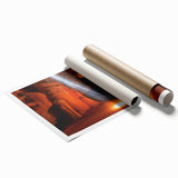 Vibrant landscape print showcasing stunning canyons in earthy tones, ideal for home decor. Packaged in a protective tube for easy display and shipping.