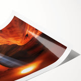 Vibrant landscape print of canyons showcasing rich earth tones and dramatic rock formations, rolled in a protective tube, ideal for wall decor enthusiasts.