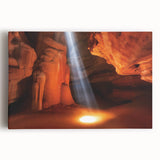 Stretched canvas artwork depicting a vibrant landscape of canyons, showcasing rich earth tones and dramatic textures, ideal for enhancing home decor and wall aesthetics.