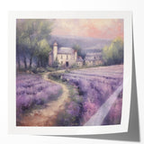 Landscape wall art print showcasing a serene countryside scene with lush greenery and a vibrant sky, displayed in a glossy finish for added depth and color.