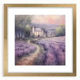 Landscape wall art framed in gold with a mat, showcasing a serene countryside scene, ideal for home decor. Perfect for enhancing living spaces with nature's beauty.