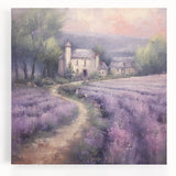 Stretched canvas wall art depicting a serene countryside landscape with vibrant green fields and a clear blue sky, ideal for home decor and nature enthusiasts.