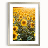 Silver-framed landscape artwork featuring a serene countryside scene, elegantly matted to enhance its beauty, perfect for home decor or art collections.