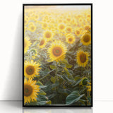 Framed acrylic landscape artwork depicting a serene countryside scene with rolling hills and lush greenery, presented in a sleek black frame, enhancing any home decor.