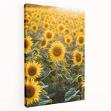 Stretched canvas artwork showcasing a serene countryside landscape in vibrant colors, emphasizing rolling hills and a peaceful sky, ideal for home decor.