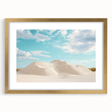 Desert landscape framed art print with a gold mat, showcasing warm tones and intricate details, ideal for enhancing modern home decor aesthetics.