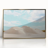 Framed acrylic artwork showcasing a vibrant desert landscape in gold tones, perfect for modern home decor. Ideal for adding warmth and elegance to any room.